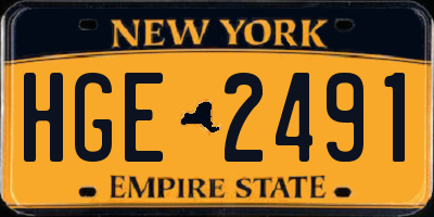 NY license plate HGE2491
