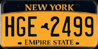 NY license plate HGE2499