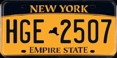 NY license plate HGE2507