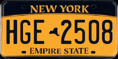 NY license plate HGE2508