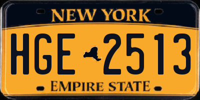 NY license plate HGE2513