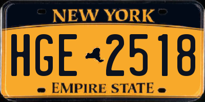 NY license plate HGE2518