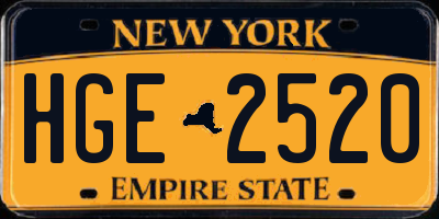 NY license plate HGE2520