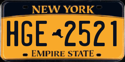 NY license plate HGE2521