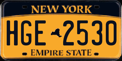NY license plate HGE2530