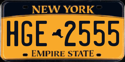 NY license plate HGE2555