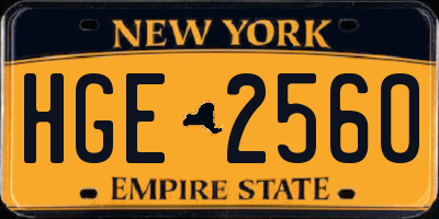 NY license plate HGE2560