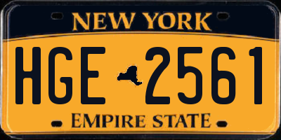 NY license plate HGE2561