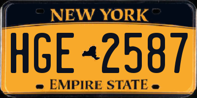 NY license plate HGE2587