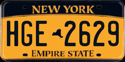 NY license plate HGE2629