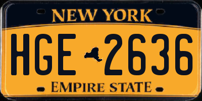 NY license plate HGE2636