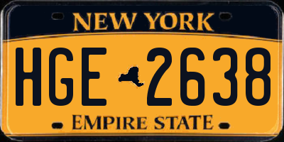 NY license plate HGE2638