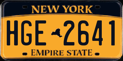 NY license plate HGE2641