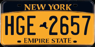 NY license plate HGE2657