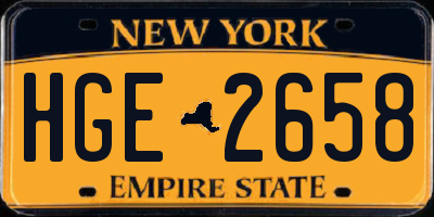 NY license plate HGE2658