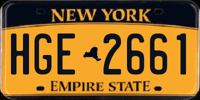NY license plate HGE2661