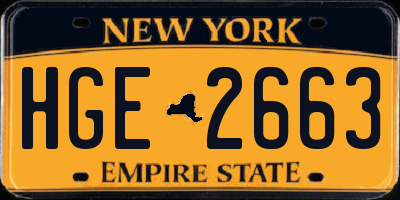 NY license plate HGE2663