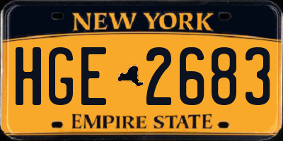 NY license plate HGE2683