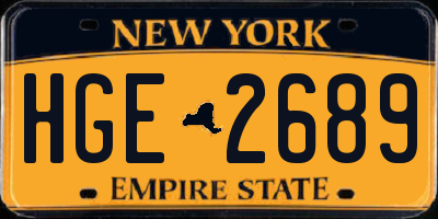 NY license plate HGE2689