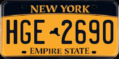 NY license plate HGE2690
