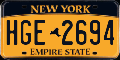NY license plate HGE2694