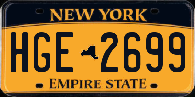 NY license plate HGE2699