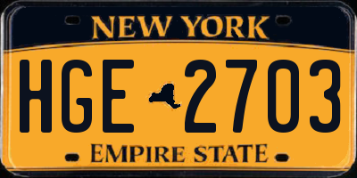 NY license plate HGE2703