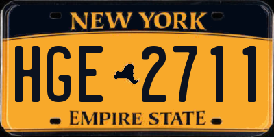 NY license plate HGE2711