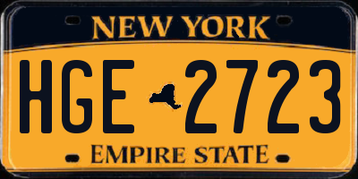 NY license plate HGE2723