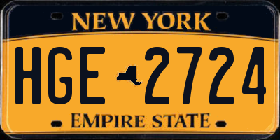 NY license plate HGE2724