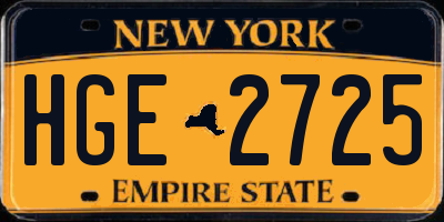 NY license plate HGE2725
