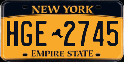 NY license plate HGE2745