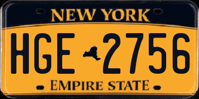 NY license plate HGE2756