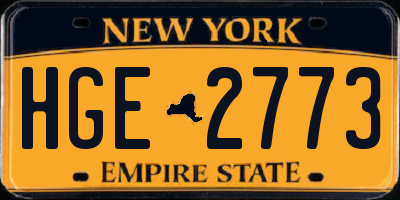 NY license plate HGE2773