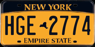 NY license plate HGE2774