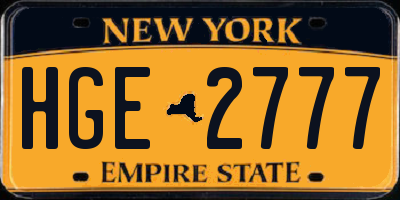 NY license plate HGE2777