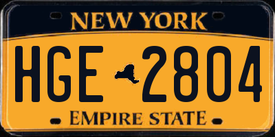 NY license plate HGE2804