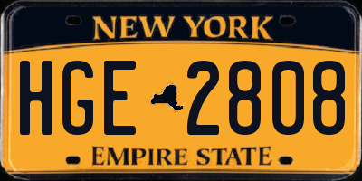 NY license plate HGE2808