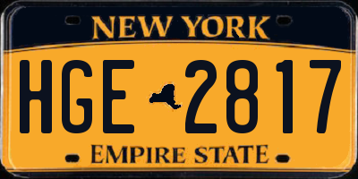 NY license plate HGE2817