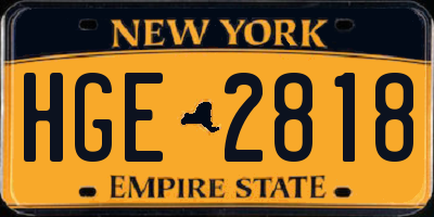 NY license plate HGE2818