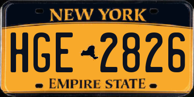 NY license plate HGE2826