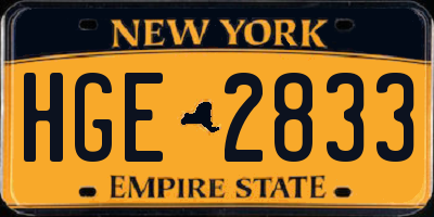 NY license plate HGE2833