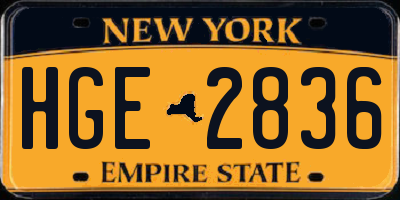 NY license plate HGE2836