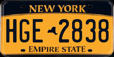 NY license plate HGE2838