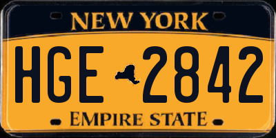 NY license plate HGE2842