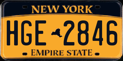 NY license plate HGE2846