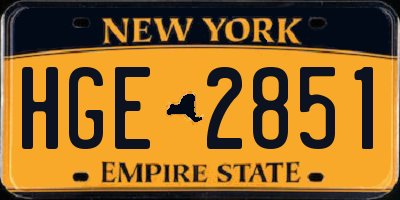 NY license plate HGE2851