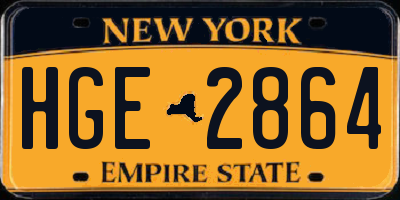 NY license plate HGE2864