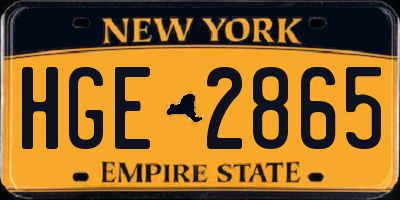 NY license plate HGE2865
