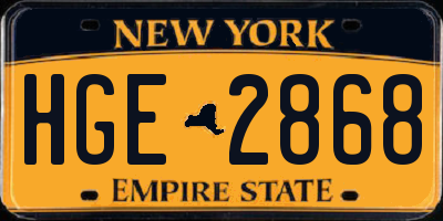 NY license plate HGE2868